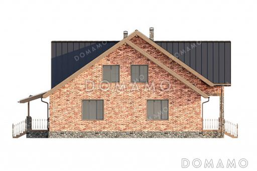 Проект дома с 3 большими спальнями, зимним садом, террасой и балконом / Фасад 2