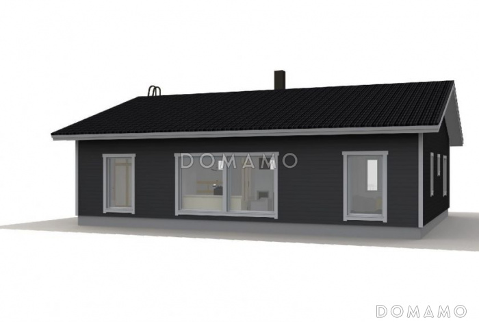 Проект одноэтажного каркасного дома с большими окнами