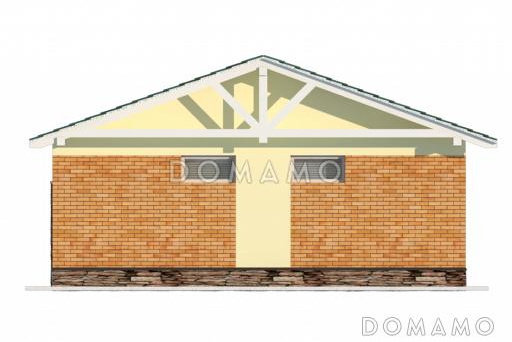 Проект гаража с навесом и подсобным помещением / вариант с желтой облицовкой