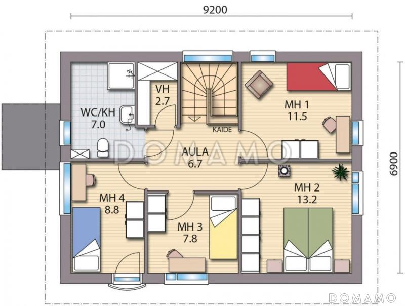 Проект двухэтажного каркасного дома с французским балконам на втором этаже / План 2 этажа