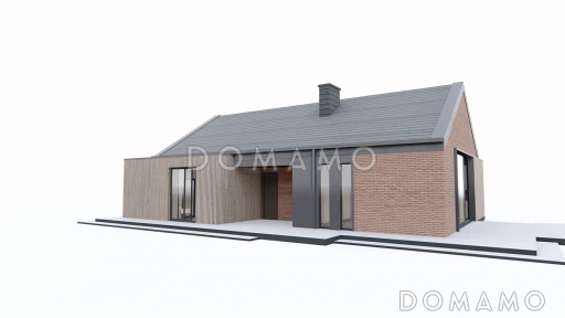 Проект дома из газобетона в стиле барнхаус с кабинетом, комнатой отдыха и увеличенной котельной / Фасад 3