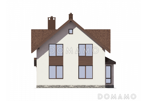 Проект загородного дома с крытой террасой и просторными спальными комнатами / Фасад 3