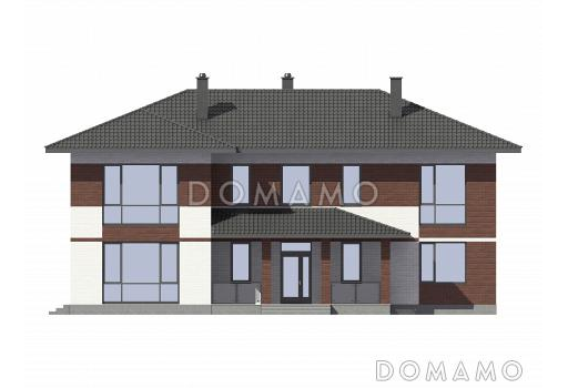 Двухэтажный загородный дом из кирпича / Фасад 4