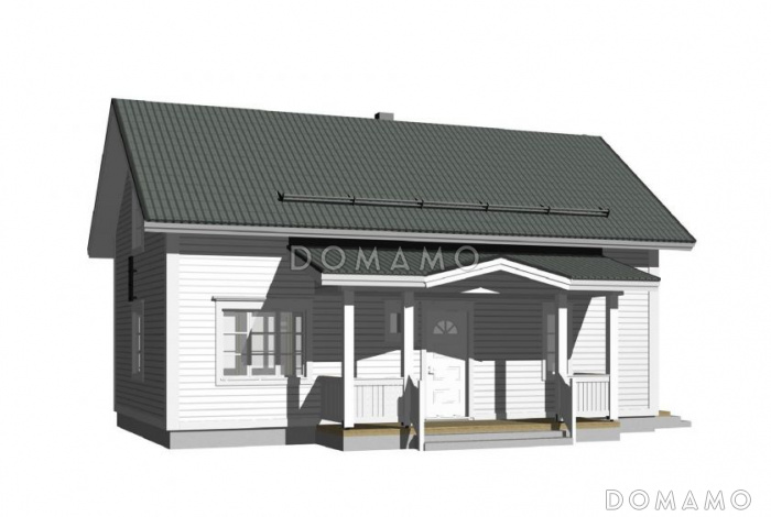 Проект компактного каркасного дома c одной спальней на первом этаже