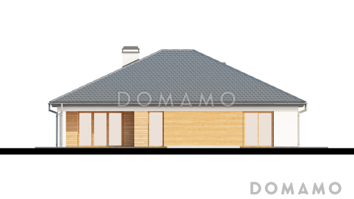 Проект одноэтажного дома из газобетона с просторной гостиной и гаражом на два автомобиля / Фасад 1
