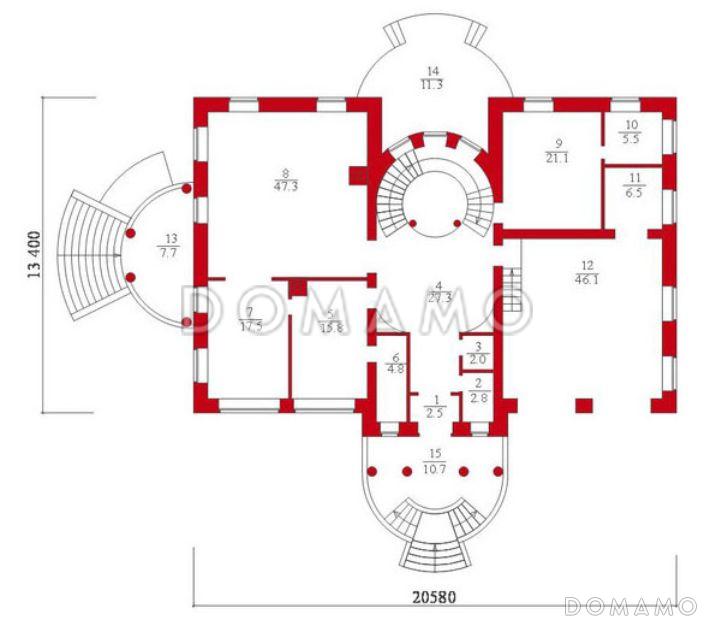 Проект дома с сауной / План 1 этажа