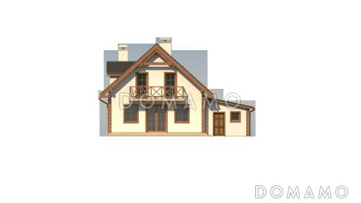 Проект одноэтажного дома из кирпича с мансардным этажом и гаражом / Фасад 3