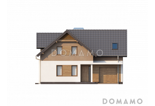 Проект мансардного дома из кирпича с лоджией и гаражом / Фасад 4