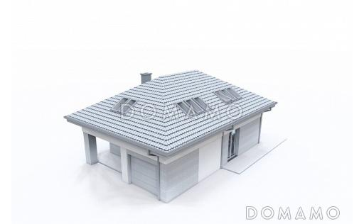 Проект дома с прачечной, гаражом, тремя спальнями на мансарде и просторной гардеробной / Фасад 2