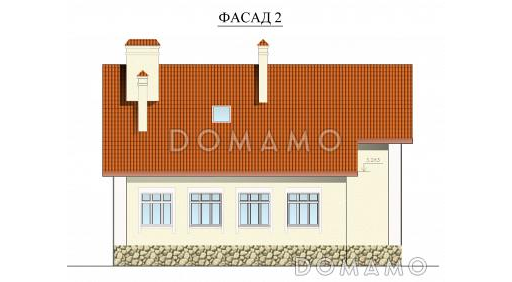Проект дома с мансардным и цокольным этажами / Фасад 2