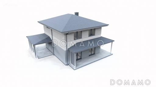 Проект двухэтажного загородного дома для семьи с детьми, просторной ванной, террасой / Фасад 2