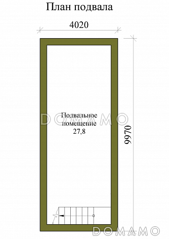 Проект одноэтажного дома с двумя эркерами и подвалом / План цокольного этажа