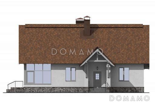 Проект дома с одной спальней, панорамным остеклением, зимним садом и чердаком / Фасад 1