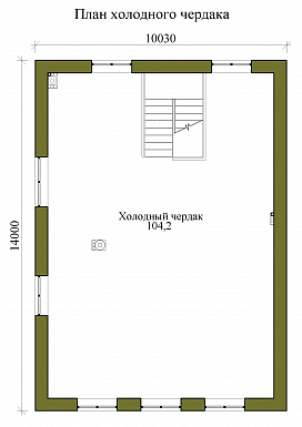 Проект трехэтажного каркасного дома с пятью спальнями, холодным чердаком и подвалом / План 3 этажа