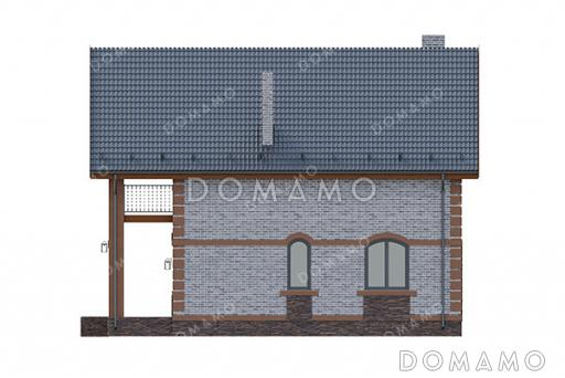 Проект компактного дома с мансардой, 4 спальнями и большим балконом / Фасад 4