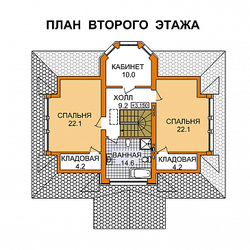 Проект двухэтажного дома из пеноблоков до 200 м.кв / План мансардного этажа