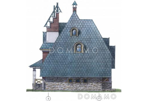 Проект коттеджа с высокой крышей / Фасад 3