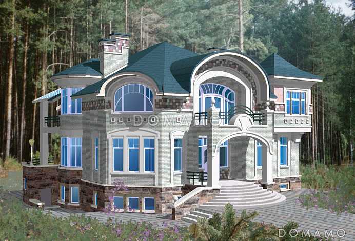 Проект коттеджа в стиле модерн с парадным балконом