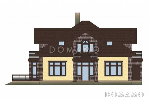 Проект каркасного дома с 4 спальнями / Фасад 2