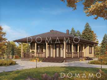 Проект деревянного одноэтажного дома с 2 спальнями