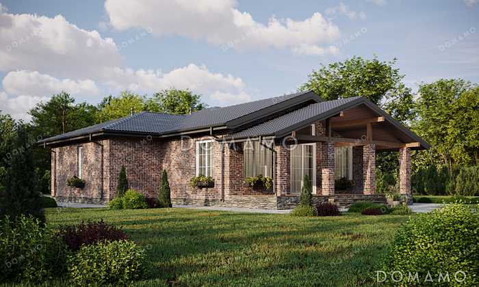 Проект дома с 4 спальнями и дневной зоной со вторым светом