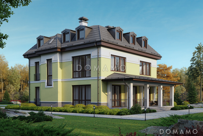 Проект трехэтажного загородного дома из кирпича