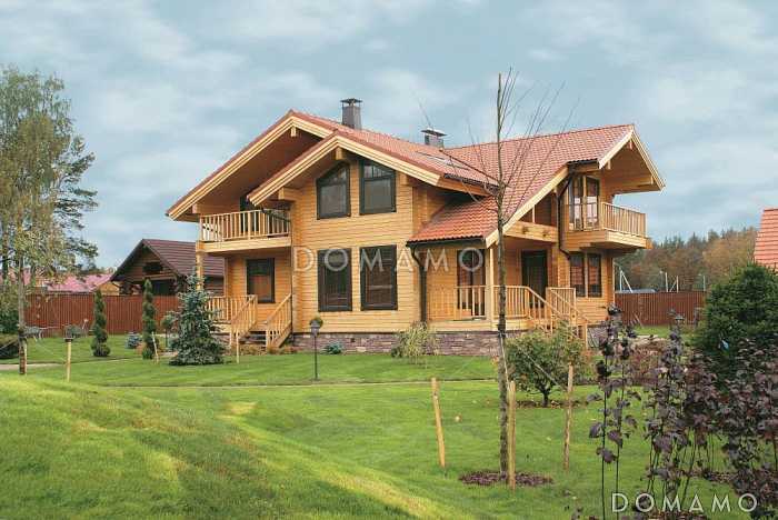 Проект респектабельного дома из клееного бруса с террасой