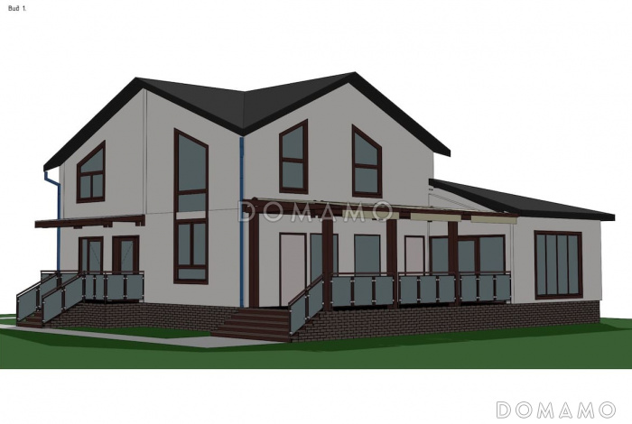 Проект двухэтажного каркасного дома с мансардой и гаражом