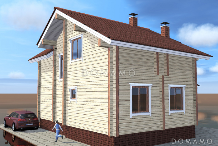 Проект коттеджа в брусовом исполнением с террасой