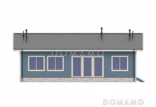 Проект одноэтажного финского дома на 4 спальни, с сауной и террасой / Фасад 3