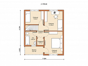 Двухэтажный дом «Гамма» (102 м2) / План мансардного этажа