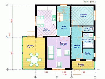 Каркасный дом "Грэм" / План 1 этажа