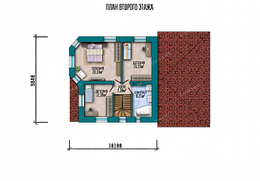 Проект двухэтажного дома с гаражом и подвалом / План 2 этажа