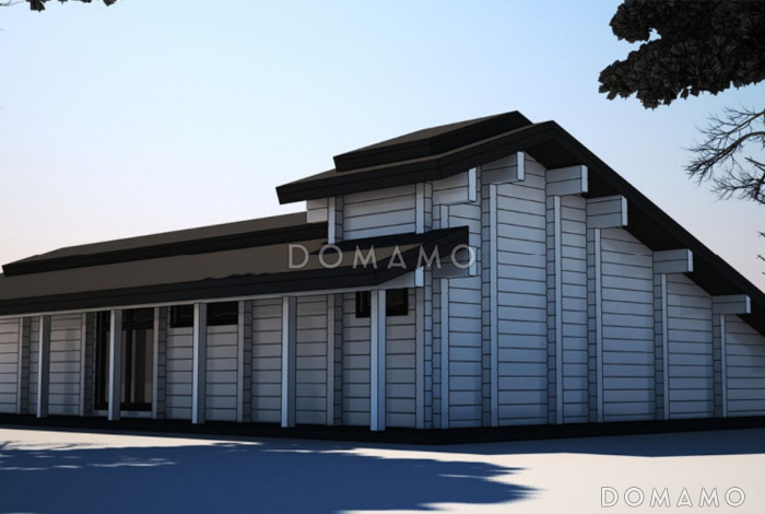 Проект бани из клееного бруса с необычной в плане террасой