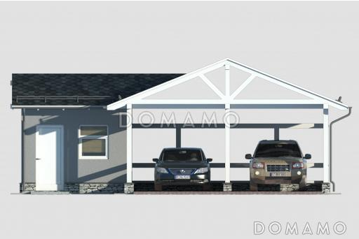 Проект навеса для двух автомобилей с хозблоком / Фасад 2