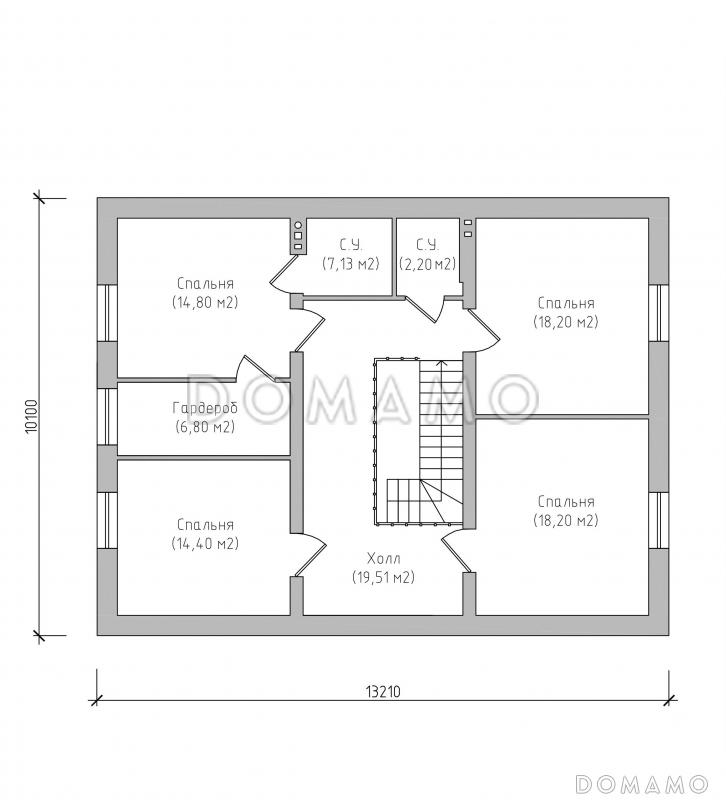 Проект яркого классического дома из СИП панелей с мансардой, террасой, гаражом и навесом для автомобиля / План мансардного этажа