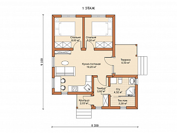 Каркасный дом "Люмьер" / План 1 этажа