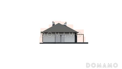 Проект просторного одноэтажного дома из газобетона с четырьмя спальнями с гардеробными  / Фасад 4