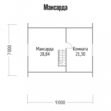 Проект каркасного дома с логичной планировкой внутреннего пространства / План мансардного этажа