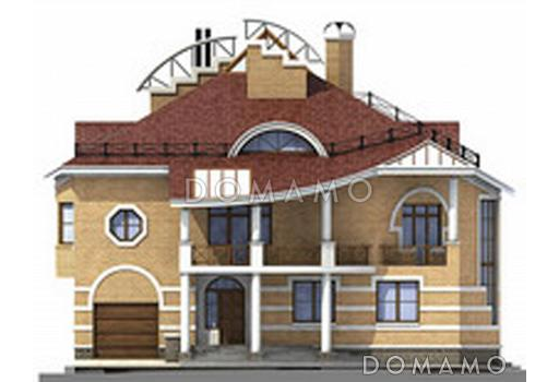 Проект коттеджа с оригинальной планировкой и гаражом на 2 а/м / Фасад 1