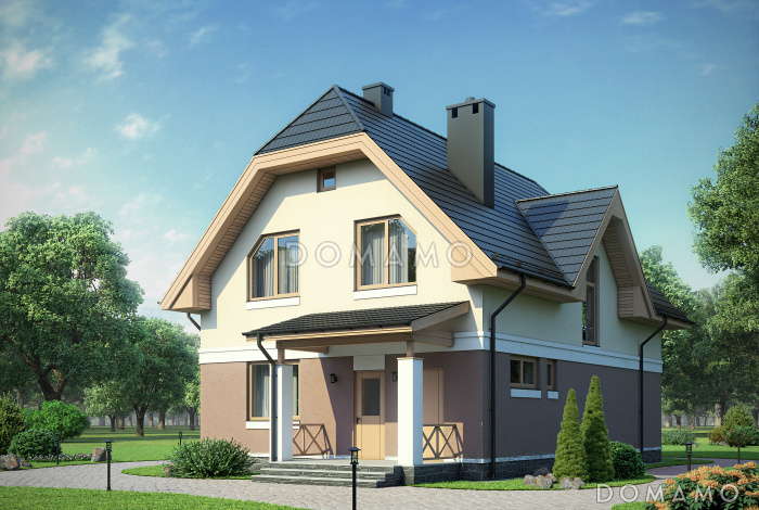 Проект небольшого дома с двумя крытыми террасами