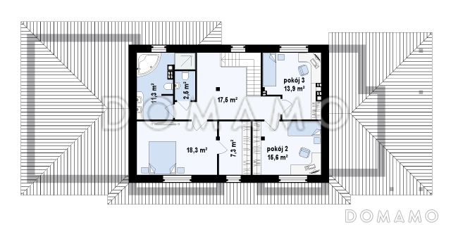 Проект красивого просторного двухэтажного коттеджа из кирпича с крытой террасой и гаражом / План 2 этажа