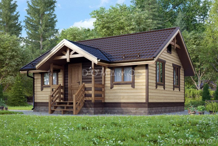 Проект одноэтажного небольшого дома из клееного бруса
