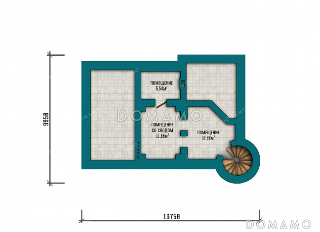 Проект двухэтажного дома с башней в замковом стиле, большим подвалом и продуманными планировочными решениями / План цокольного этажа
