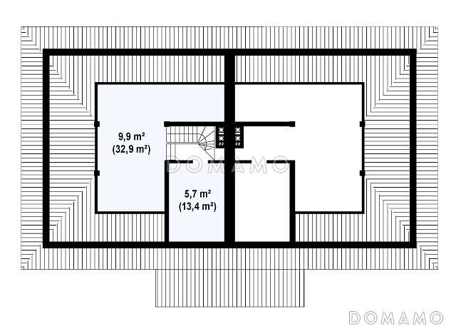 Проект двухэтажных домов-близнецов из газобетона с гаражом и чердаком / План мансардного этажа
