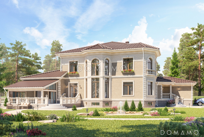 Проект дома со спортзалом, бассейном, бильярдной, просторной обеденной зоной, террасами, гаражом