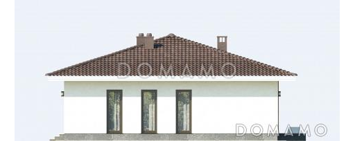 Проект одноэтажного дома по технологии ЛСТК с тремя спальнями и крытой террасой / Фасад 3