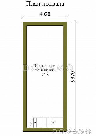 Проект одноэтажного дома с двумя эркерами и подвалом / План цокольного этажа
