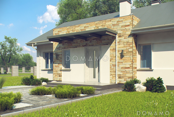 Проект простого компактного одноэтажного дома из газобетона с тремя спальнями