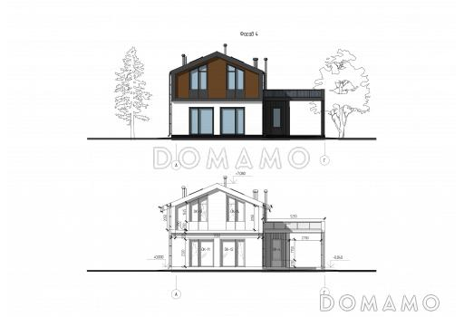 Проект дома дома с тремя спальнями, кабинетом, баней и постирочной / Фасад 4